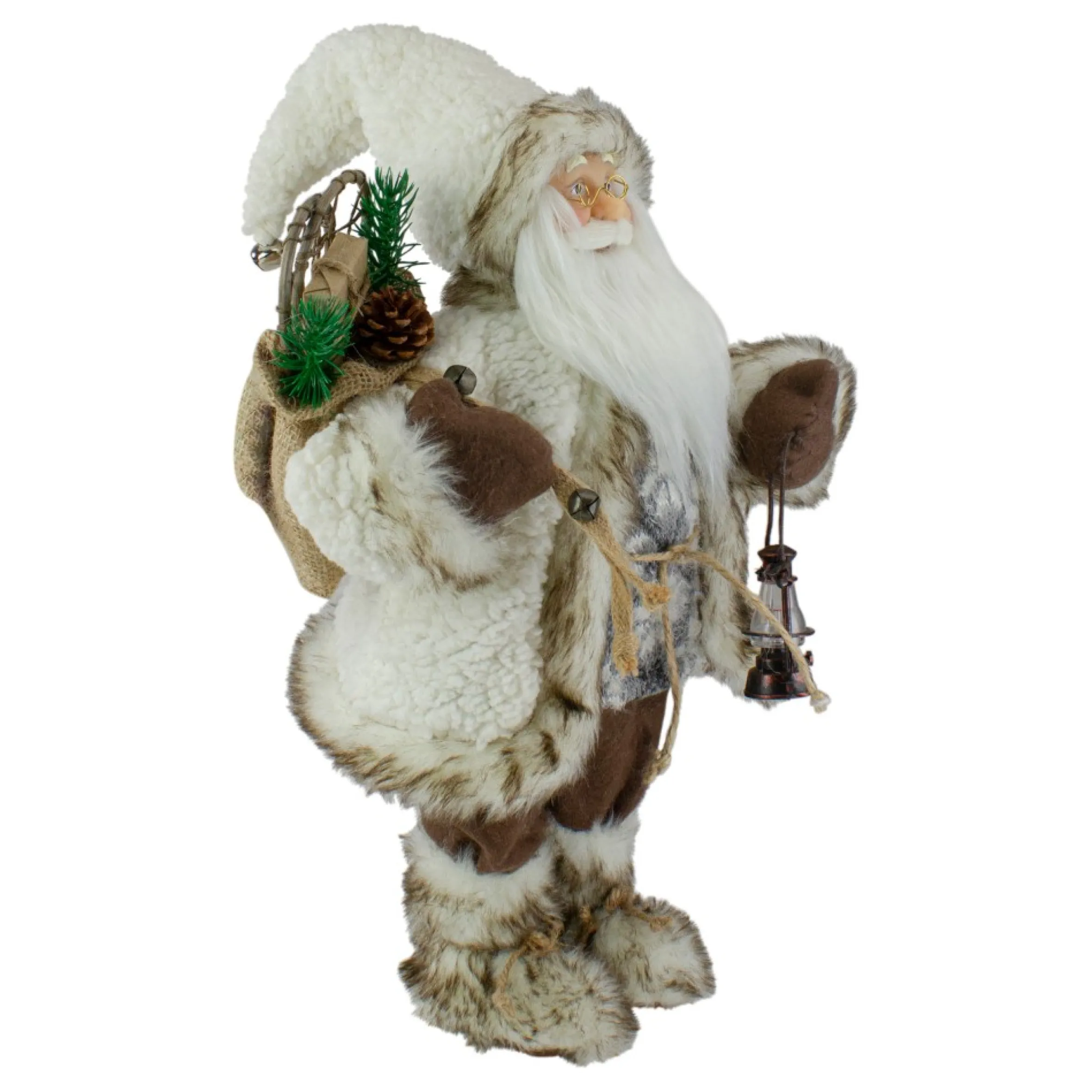 12"Standing Snow Lodge Santa Christmas Figure With A Lantern