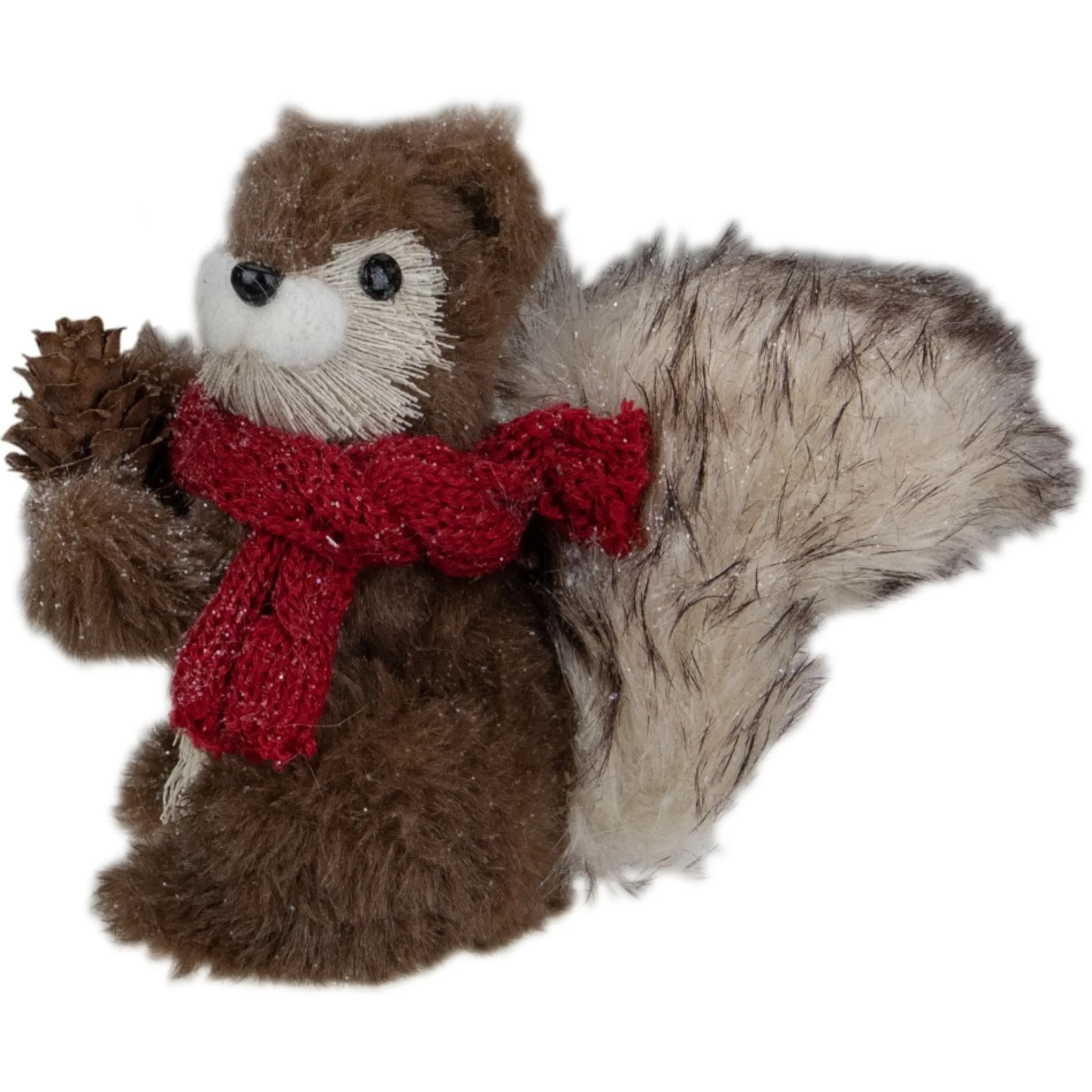 6" Standing Squirrel With Pinecone And Red Scarf Tabletop Christmas Figurine