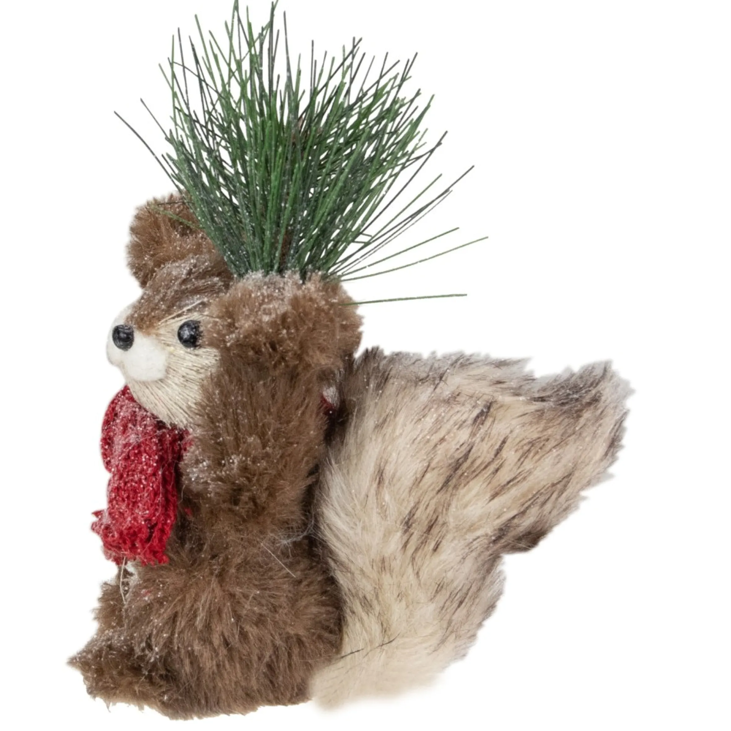 7" Standing Squirrel With Pine Sprig And Red Scarf Tabletop Christmas Figurine