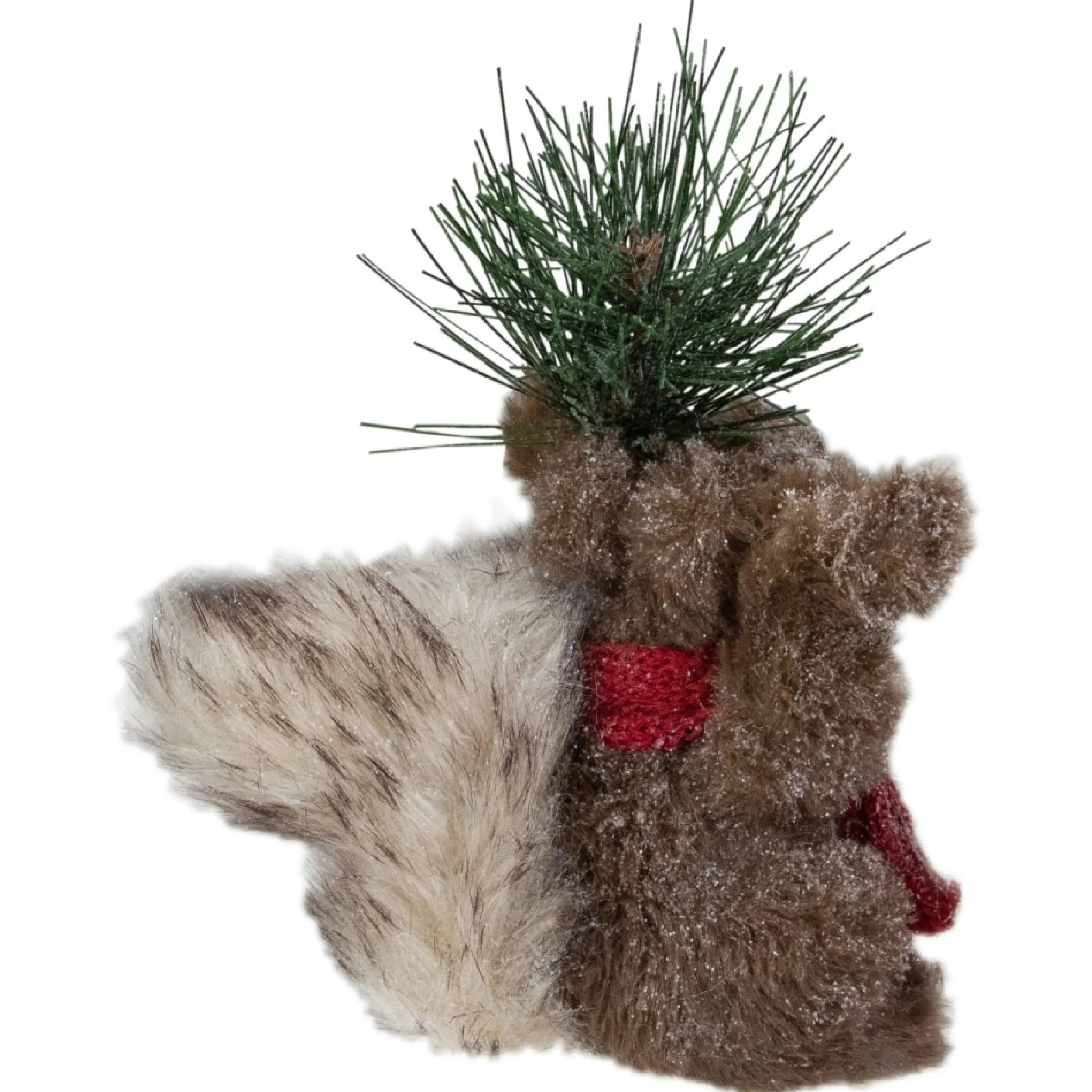 7" Standing Squirrel With Pine Sprig And Red Scarf Tabletop Christmas Figurine