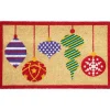 Tan Brown And Red Christmas Ornaments Coir Outdoor Doormat 18" X 30"