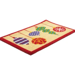 Tan Brown And Red Christmas Ornaments Coir Outdoor Doormat 18