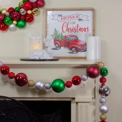 6' Traditional Colored Shatterproof Ball Artificial Christmas Garland - Unlit