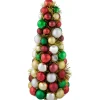 15.75" Traditional Colors 3-Finish Shatterproof Ball Christmas Tree With Tinsel
