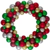 Traditional Colors 2-Finish Shatterproof Ball Christmas Wreath, 24-Inch