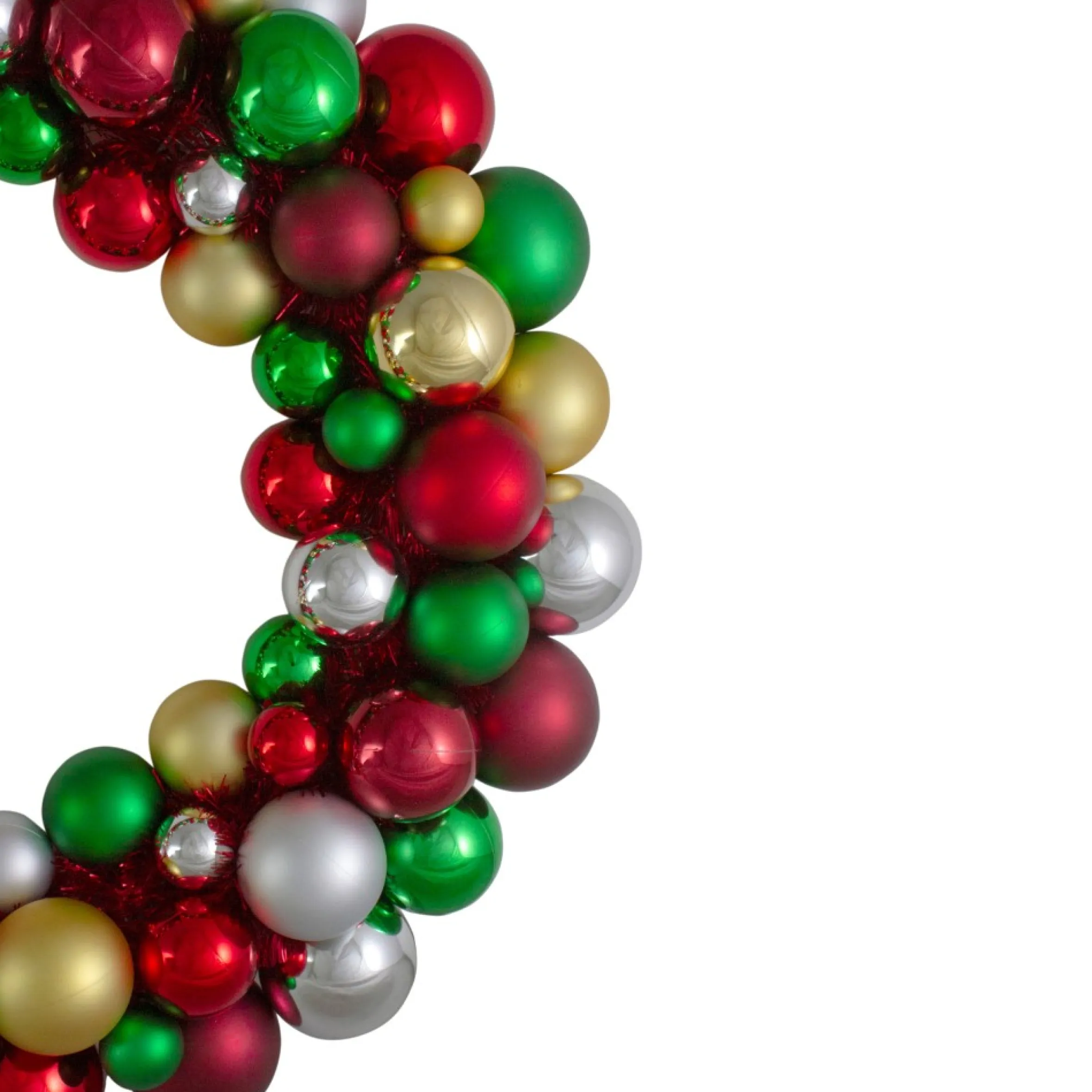 Traditional Colors 2-Finish Shatterproof Ball Christmas Wreath, 24-Inch