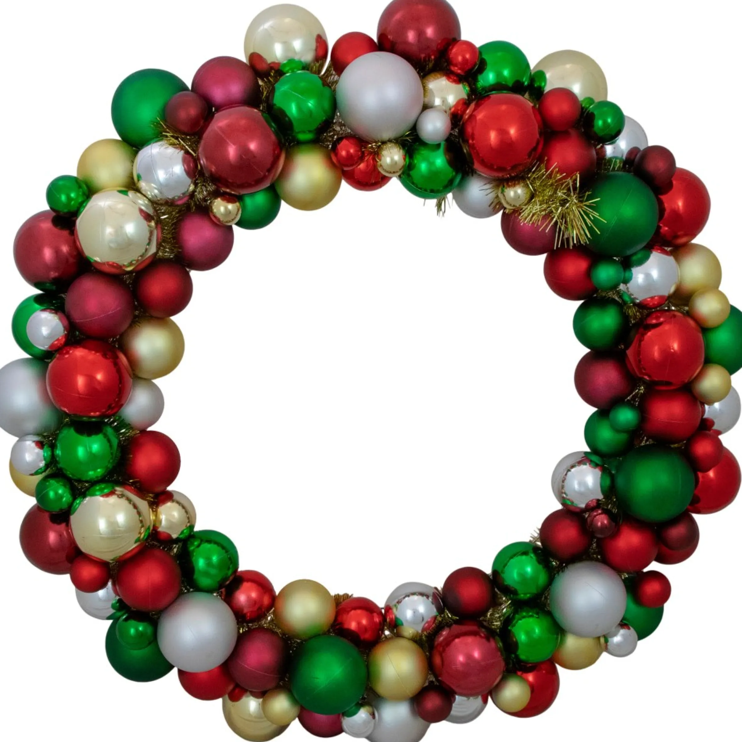 Traditional Colors 2-Finish Shatterproof Ball Christmas Wreath, 36-Inch