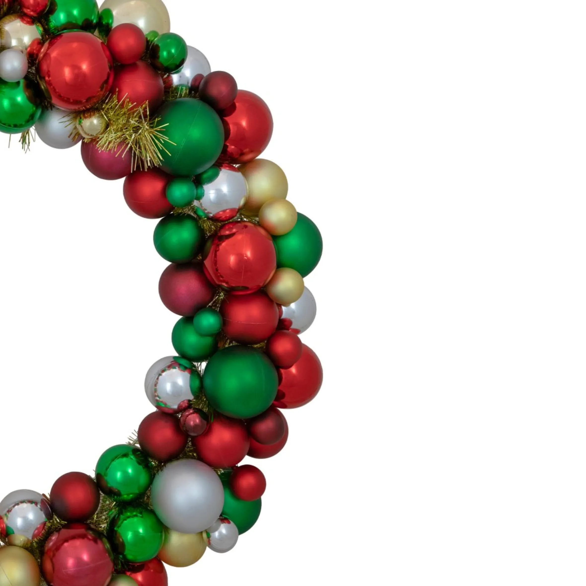 Traditional Colors 2-Finish Shatterproof Ball Christmas Wreath, 36-Inch