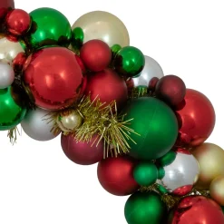 Traditional Colors 2-Finish Shatterproof Ball Christmas Wreath, 36-Inch