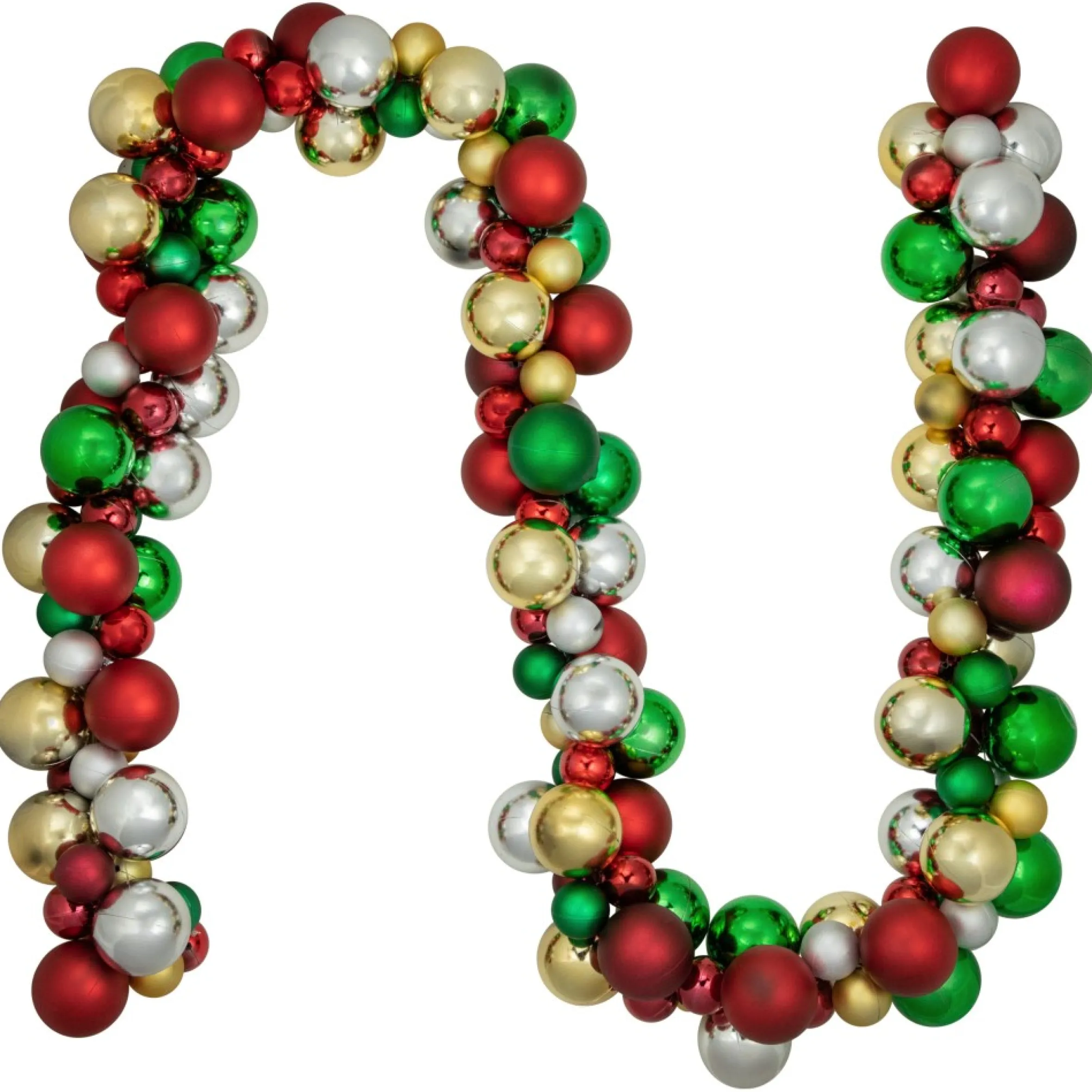6' Traditional Colors 2-Finish Shatterproof Ball Christmas Garland