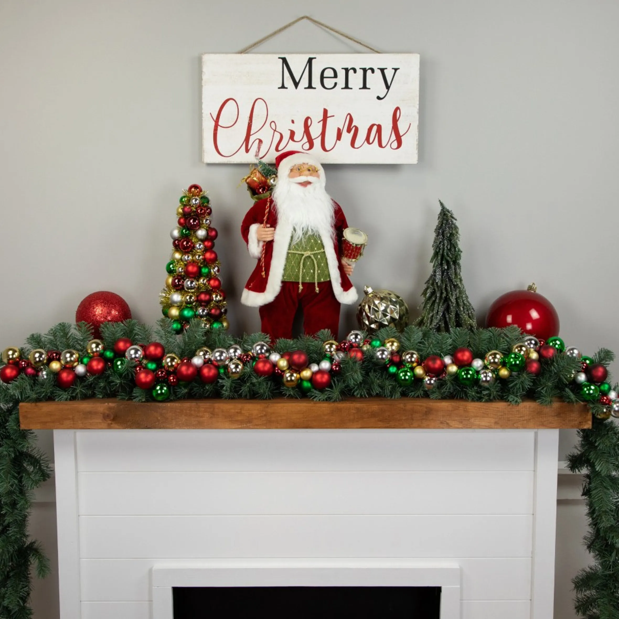 6' Traditional Colors 2-Finish Shatterproof Ball Christmas Garland