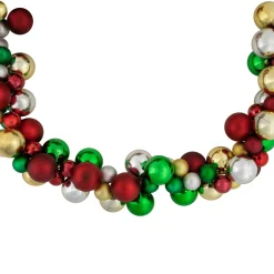 6' Traditional Colors 2-Finish Shatterproof Ball Christmas Garland