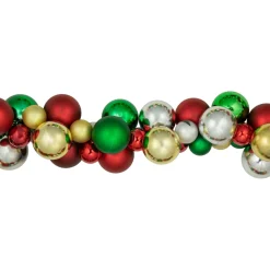 6' Traditional Colors 2-Finish Shatterproof Ball Christmas Garland