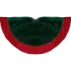 26" Traditional Green And Red Velveteen Christmas Tree Skirt