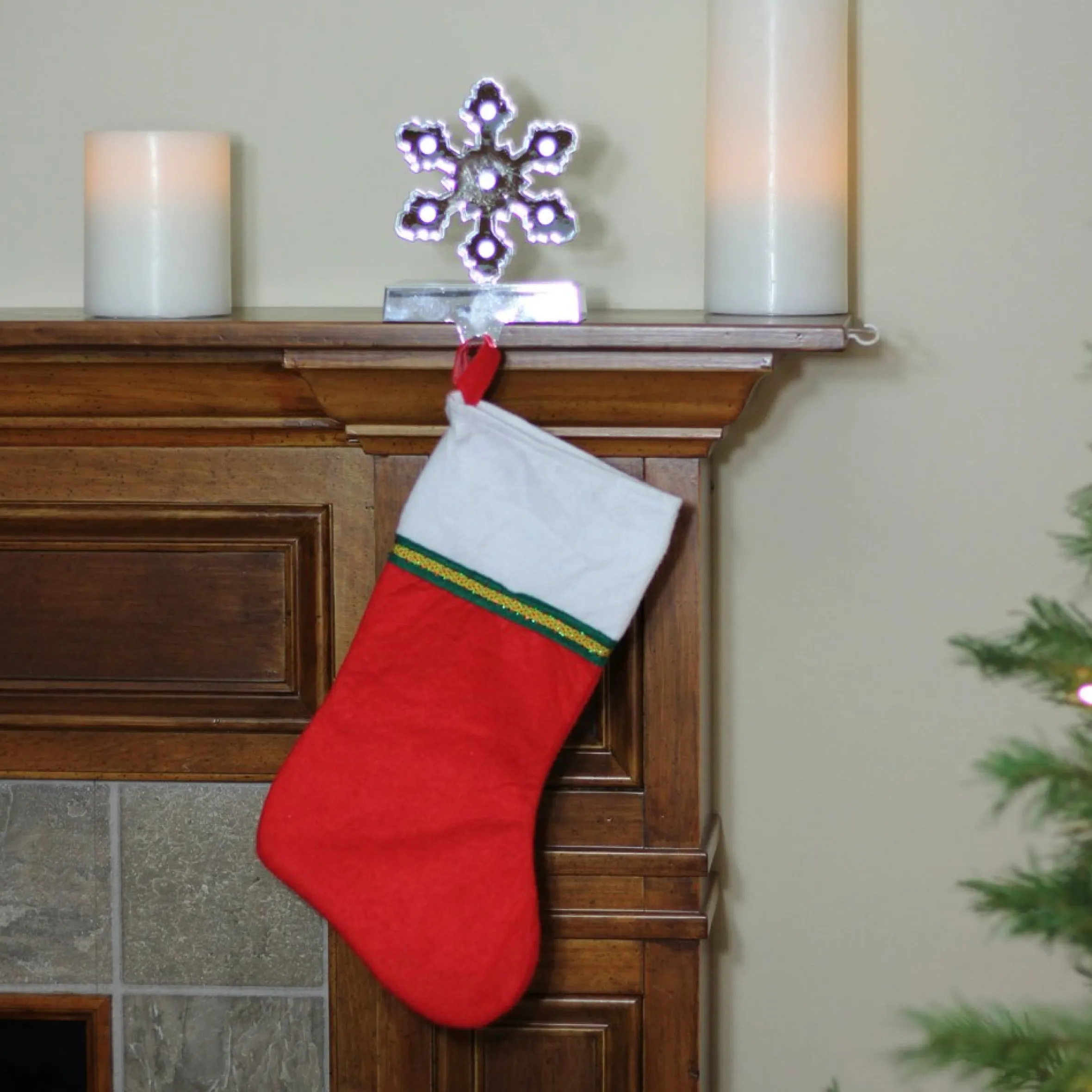 16.25" Traditional Red And White Christmas Stocking With Ribbon Trim