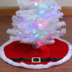 20" Traditional Red And White Santa Claus Belt Buckle Mini Christmas Tree Skirt