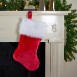 20" Traditional Red With White Cuff Hanging Christmas Stocking