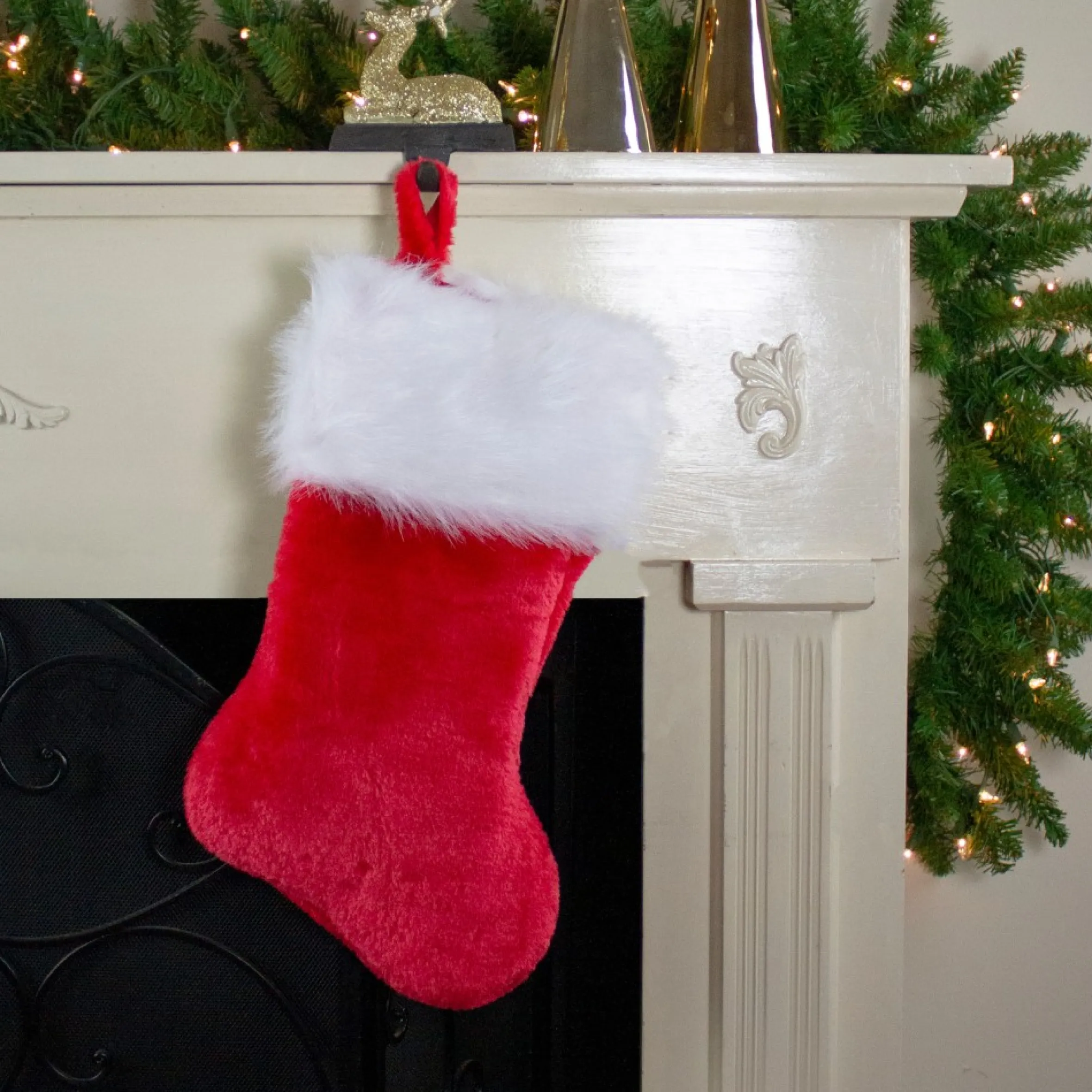 20" Traditional Red With White Cuff Hanging Christmas Stocking