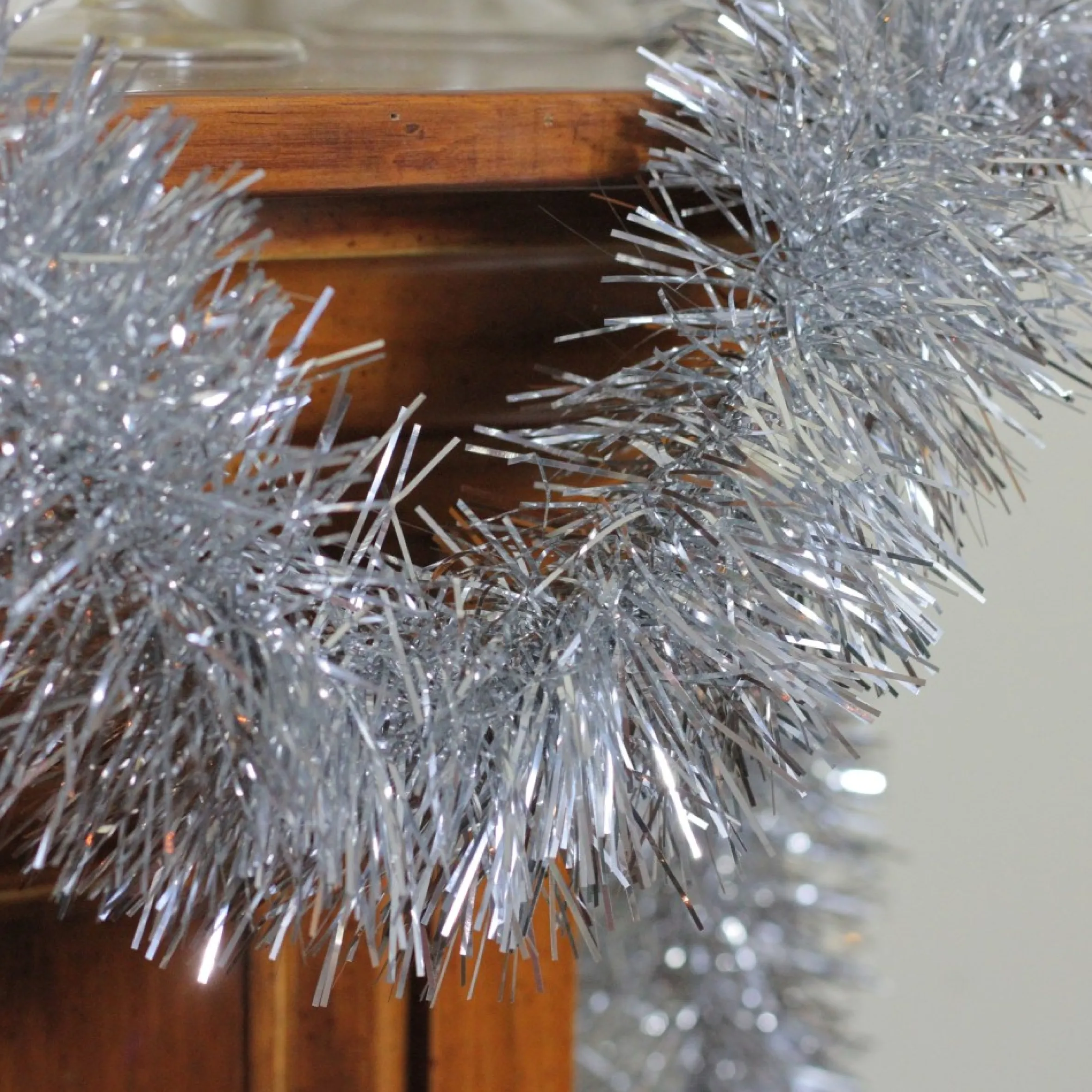 50' Traditional Shiny Silver 6 Ply Christmas Foil Tinsel Garland - Unlit