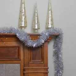 50' Traditional Shiny Silver 6 Ply Christmas Foil Tinsel Garland - Unlit