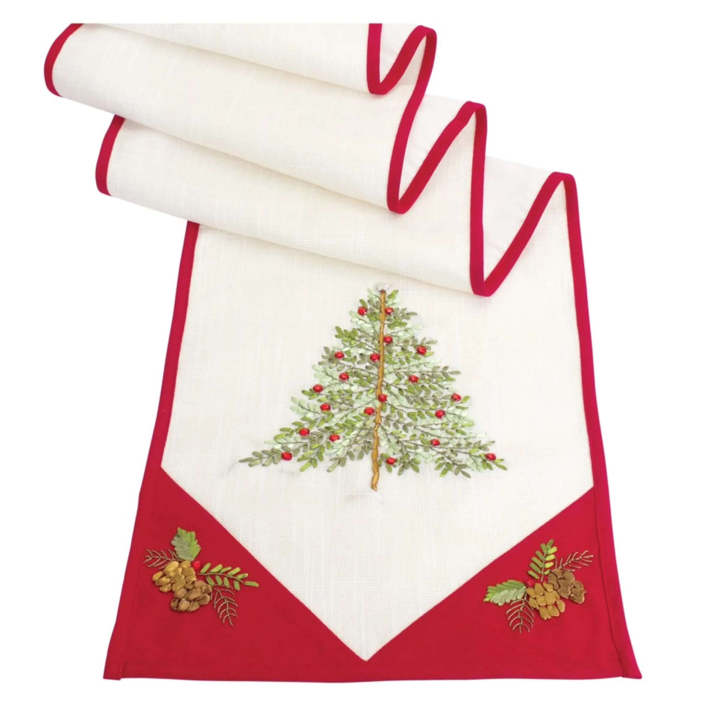 72" Tree And Wreath Christmas Table Runner