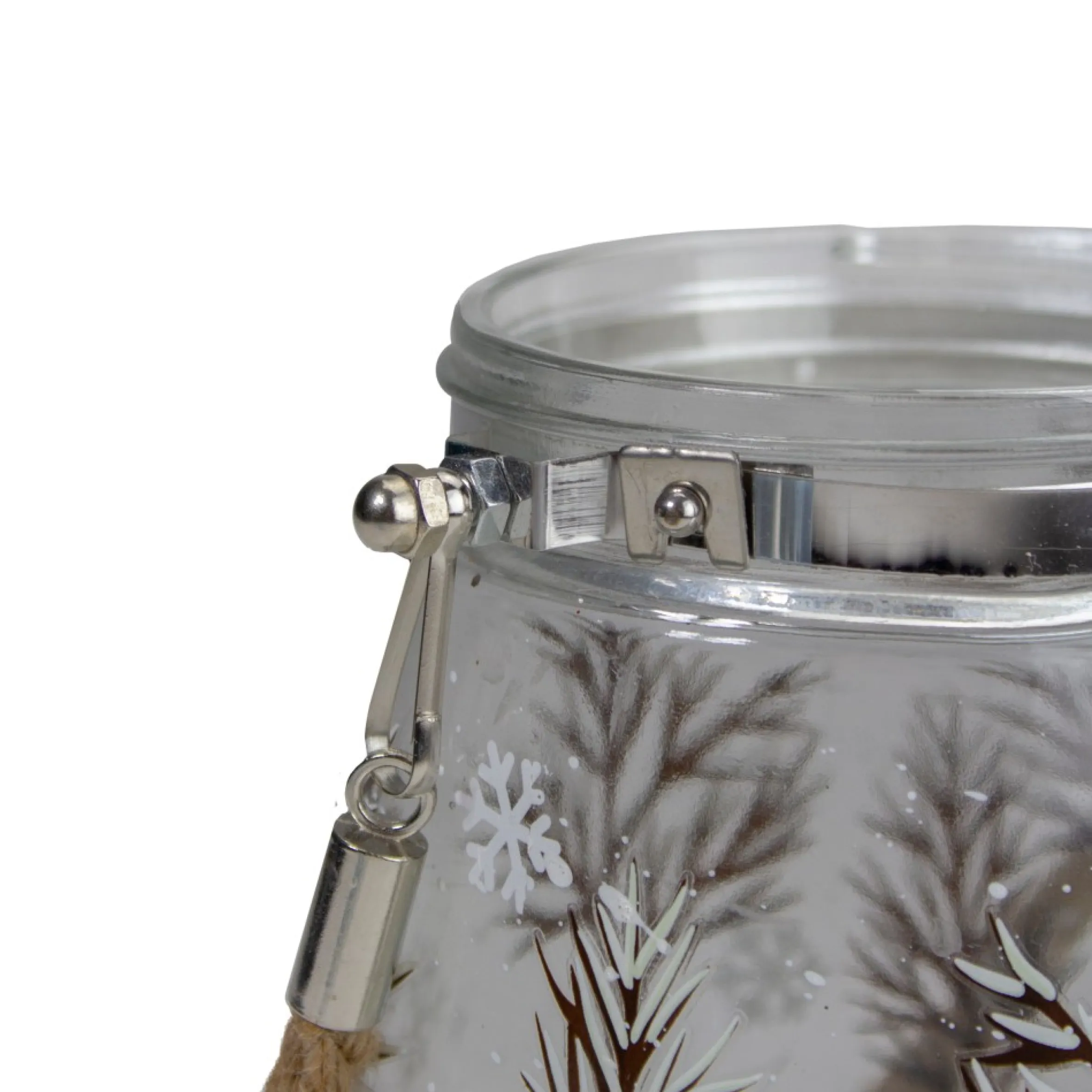6.25" Trees And Fawns Flameless Glass Candle Lantern