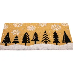 Trees And Snowflakes Natural Coir Christmas Outdoor Doormat 18
