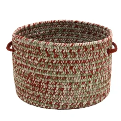12" Tweed Braided Round Holiday Basket With Handles