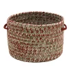 14" Tweed Braided Round Holiday Basket With Handles