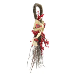 24" Twig And Red Berries Artificial Christmas Teardrop Swag - Unlit