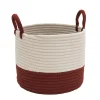 16" Two-Toned Round Braided Holiday Floor Basket