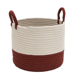16" Two-Toned Round Braided Holiday Floor Basket