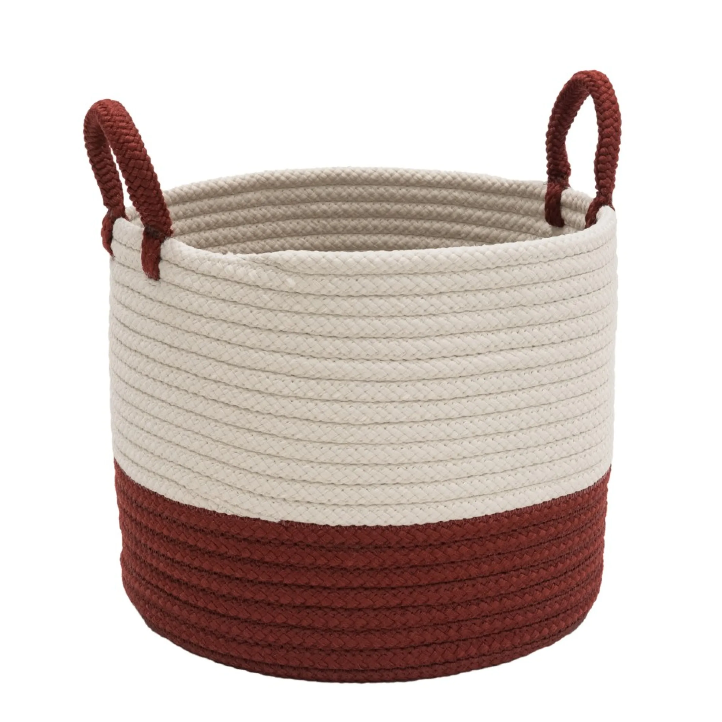 16" Two-Toned Round Braided Holiday Floor Basket