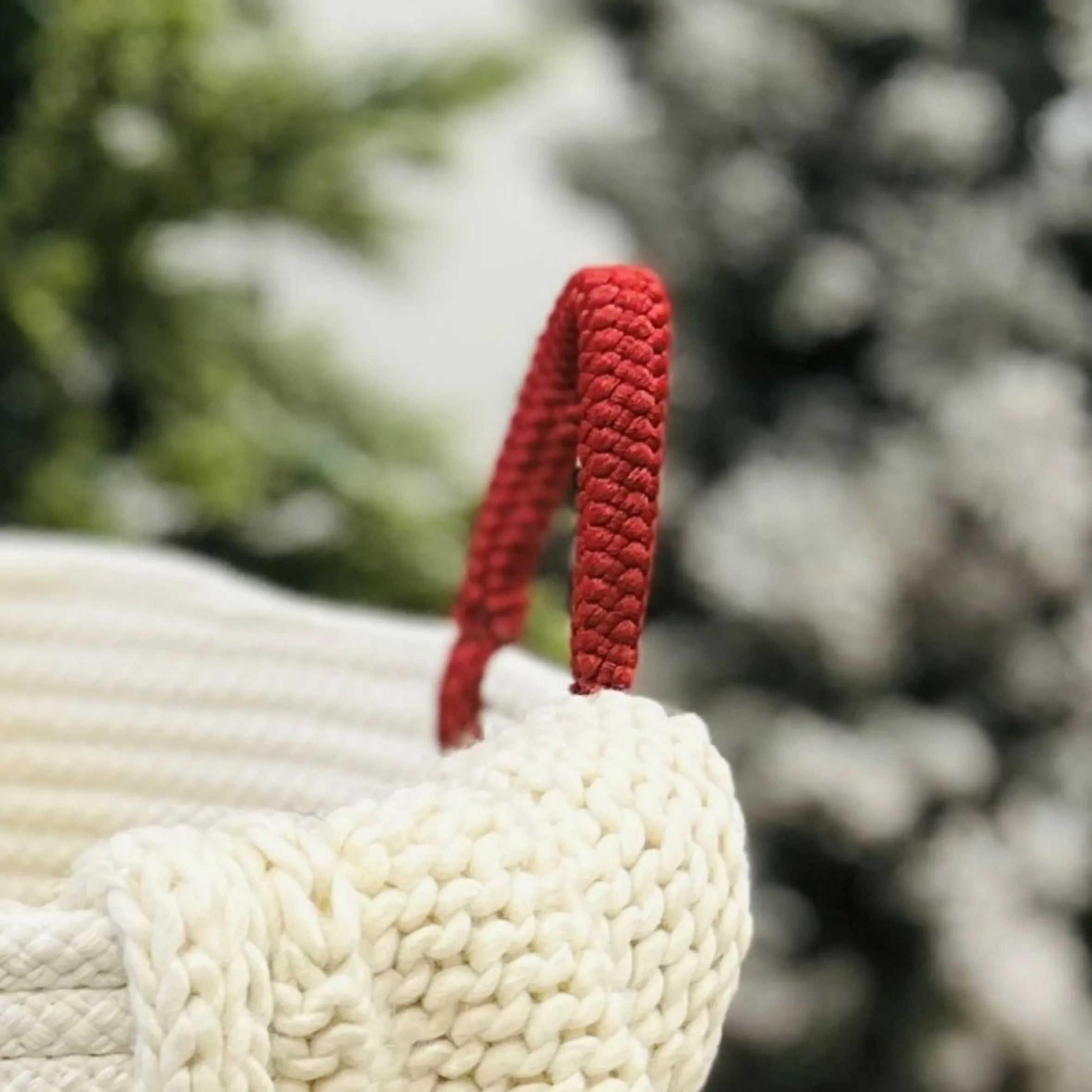 16" Two-Toned Round Braided Holiday Floor Basket