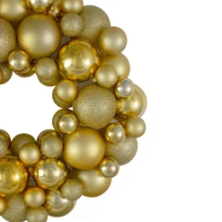 Vegas Gold 3-Finish Shatterproof Ball Christmas Wreath, 13-Inch