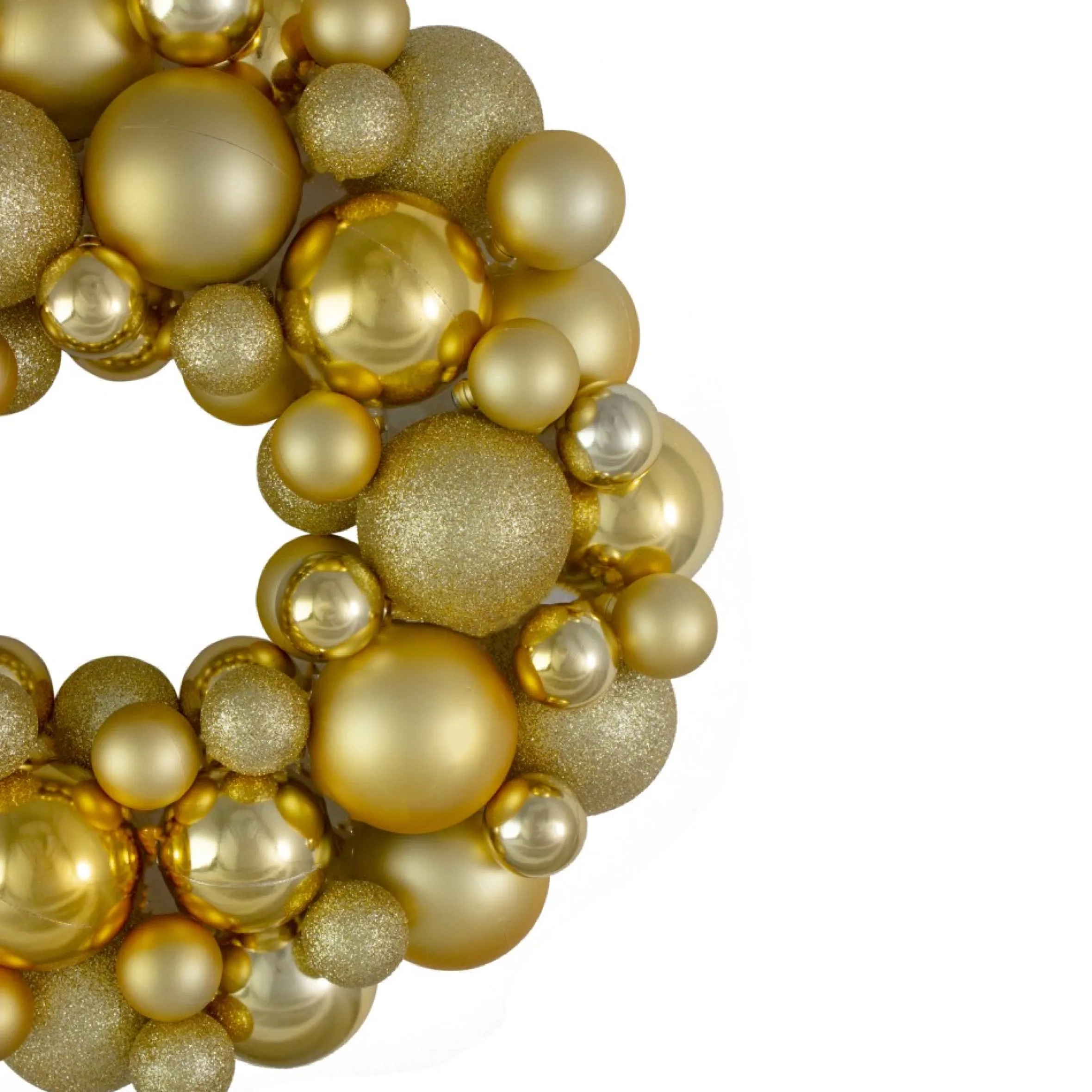 Vegas Gold 3-Finish Shatterproof Ball Christmas Wreath, 13-Inch