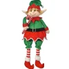 24" Velvet Sitting Gingerbread Elf With Candy Cane Christmas Figure