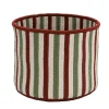 12" Vertical Striped Braided Round Christmas Storage Basket