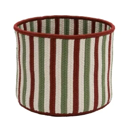 12" Vertical Striped Braided Round Christmas Storage Basket
