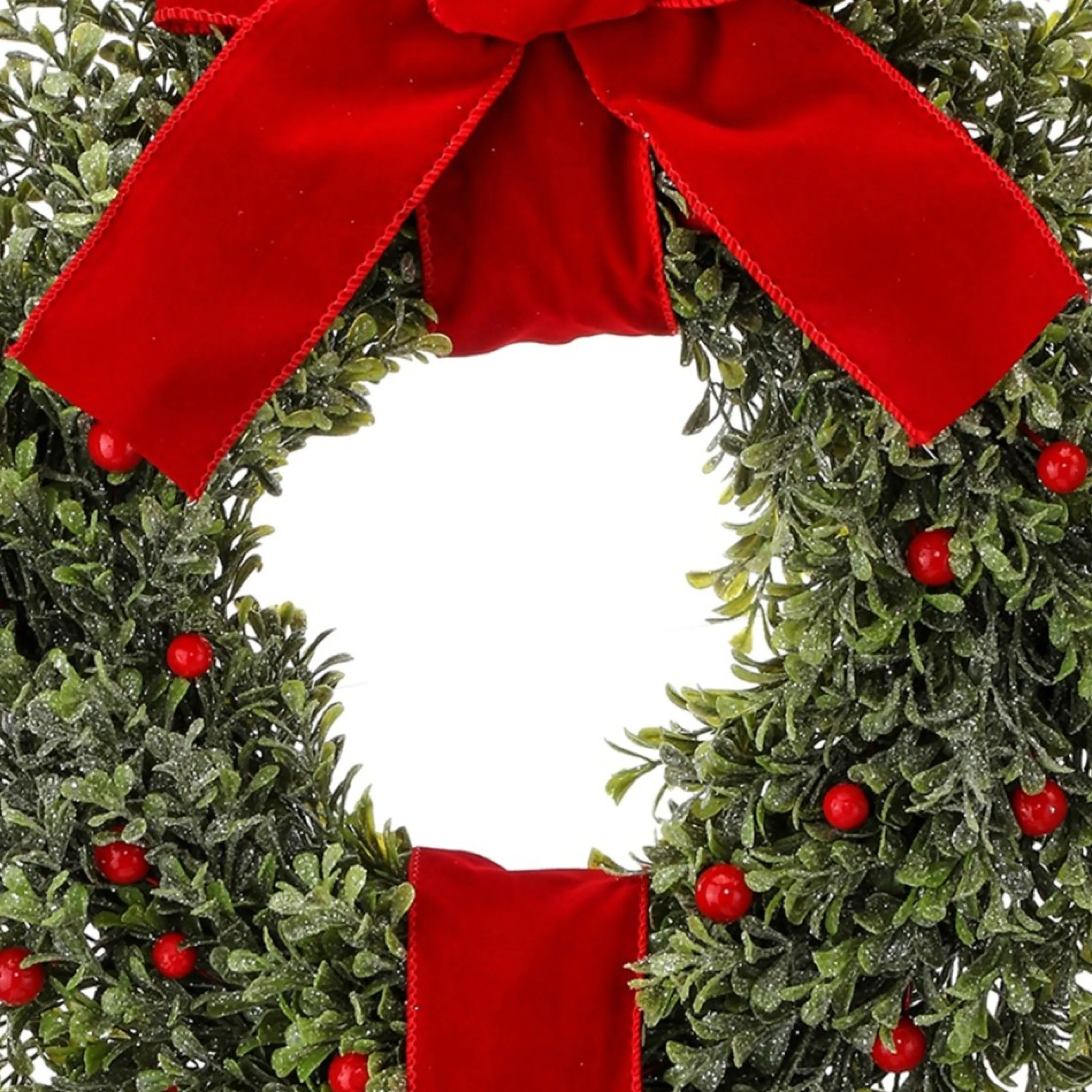 Waterproof Double Berry Boxwood Outdoor Artificial Christmas Wreath, 16-Inch, Unlit