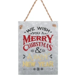 7.5" We Wish You A Merry Christmas Verse Metal Christmas Tree Ornament