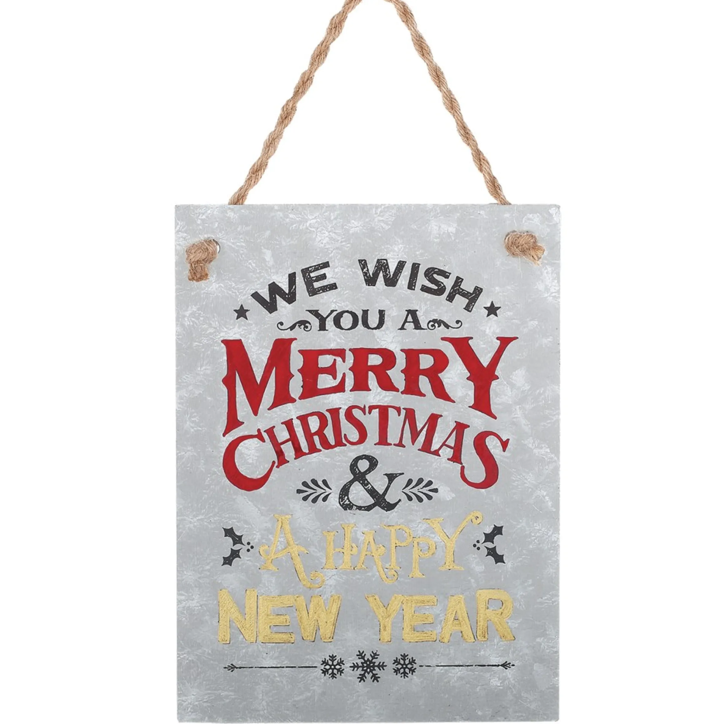 7.5" We Wish You A Merry Christmas Verse Metal Christmas Tree Ornament