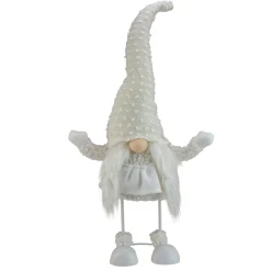 24.5" White And Beige Sparkling Serena Christmas Gnome