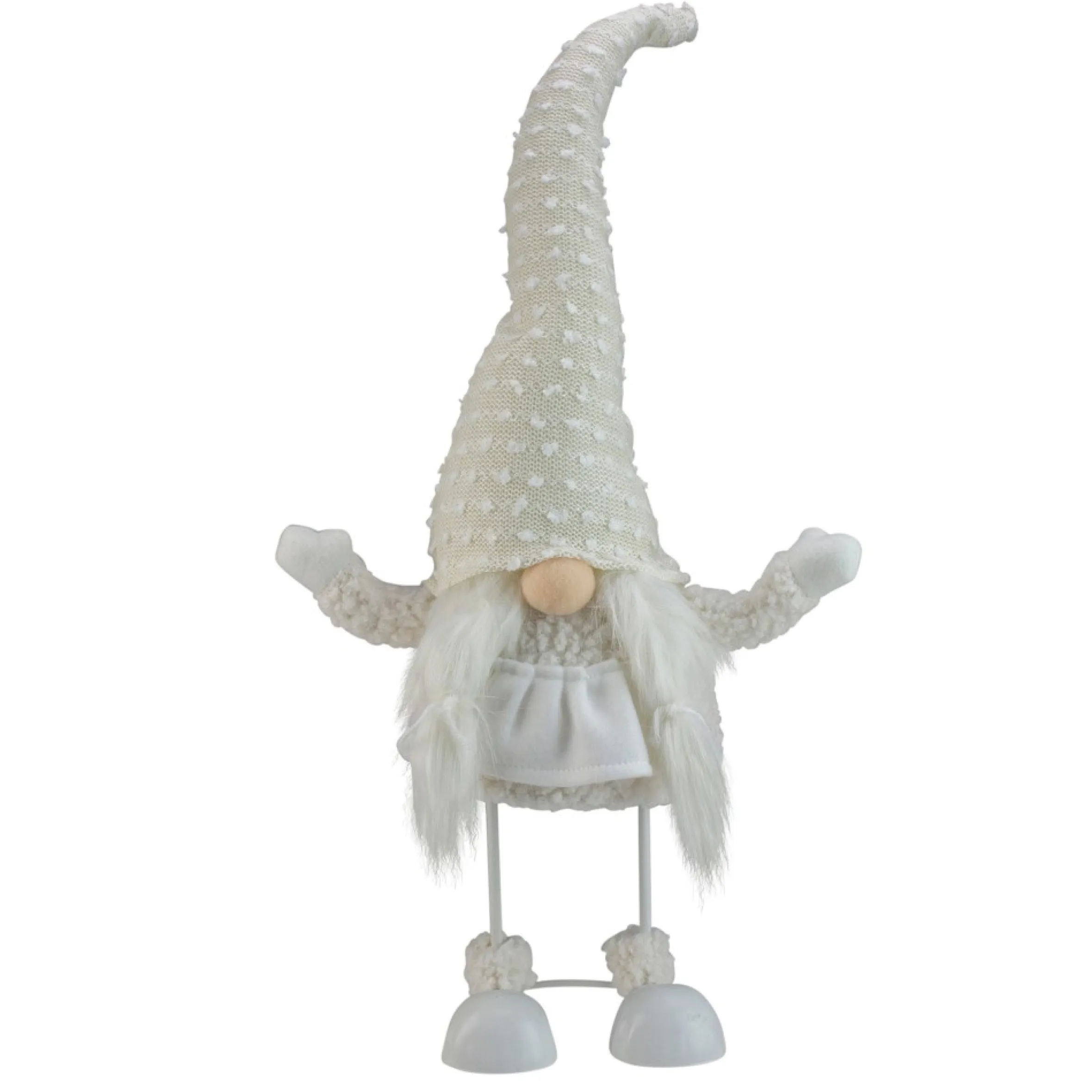 24.5" White And Beige Sparkling Serena Christmas Gnome