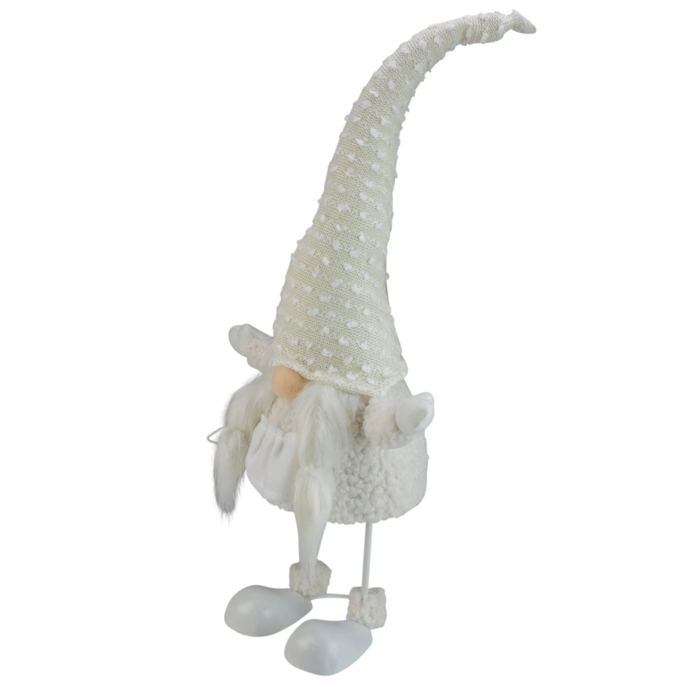 24.5" White And Beige Sparkling Serena Christmas Gnome