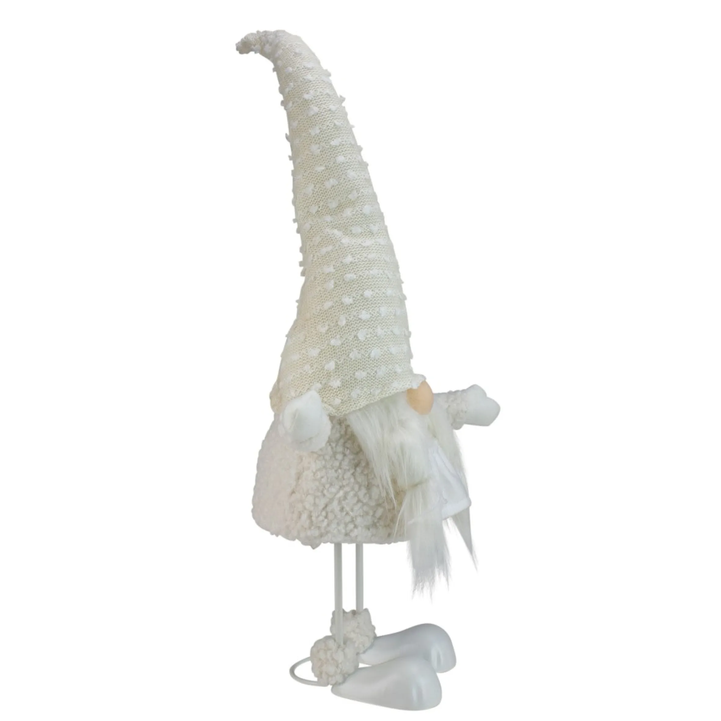 24.5" White And Beige Sparkling Serena Christmas Gnome
