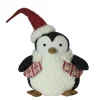 18" White And Black Large Plush Penguin In Nordic Snowflake Vest Christmas Figure