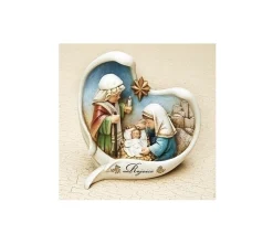 5.5" White And Blue Nativity Scene Angel Wings Christmas Tabletop Decor