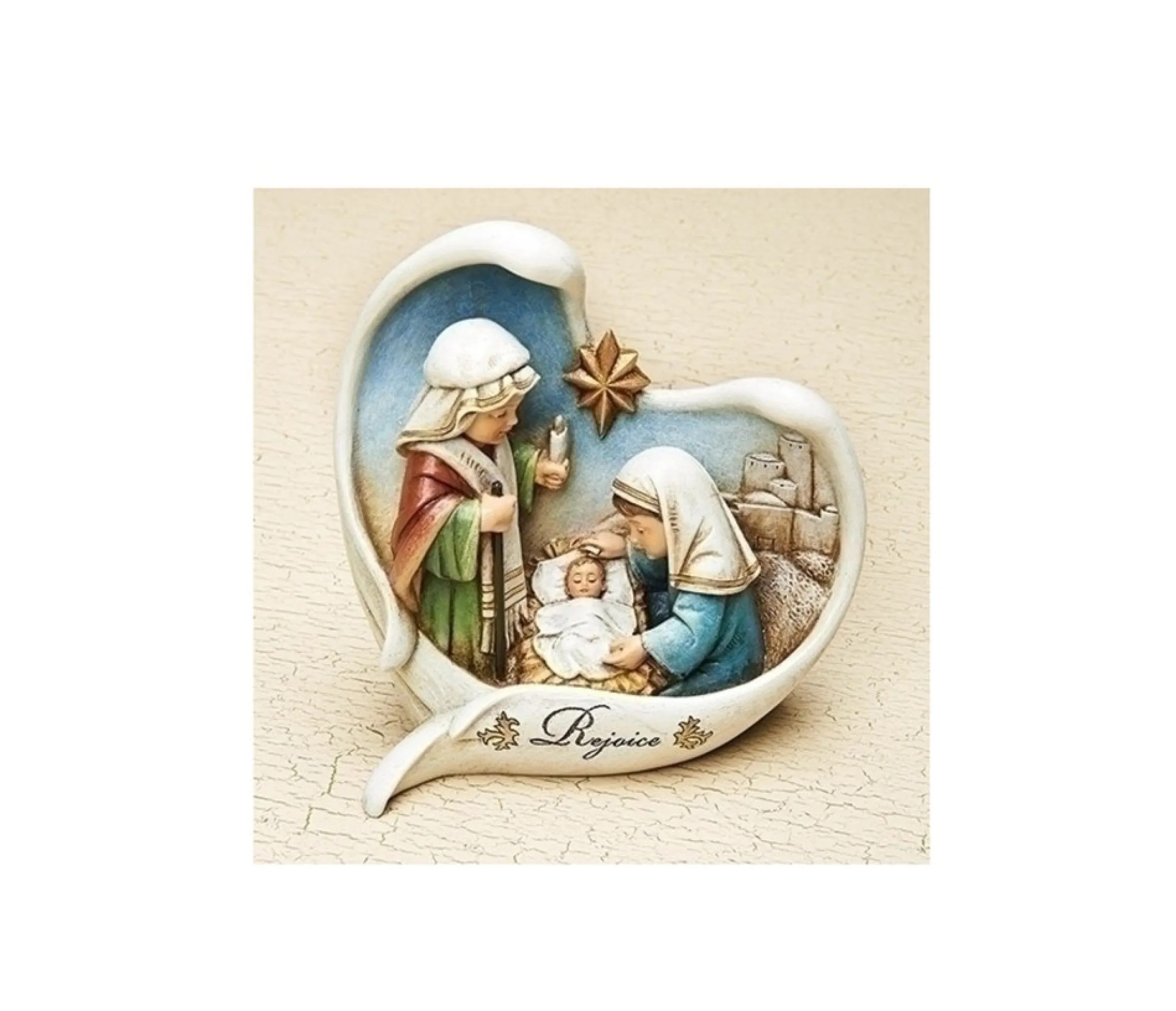 5.5" White And Blue Nativity Scene Angel Wings Christmas Tabletop Decor