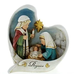5.5" White And Blue Nativity Scene Angel Wings Christmas Tabletop Decor